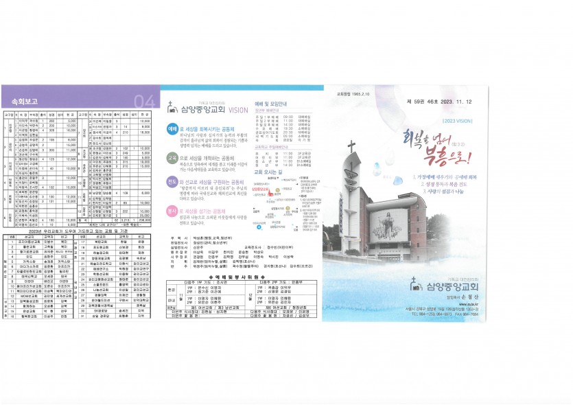 삼양중앙감리교회  / 교회주보안내
