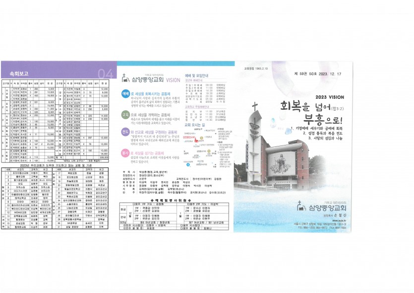 삼양중앙감리교회  / 교회주보안내