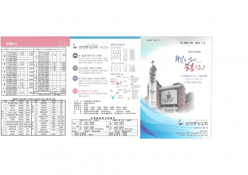 삼양중앙감리교회  / 교회주보안내