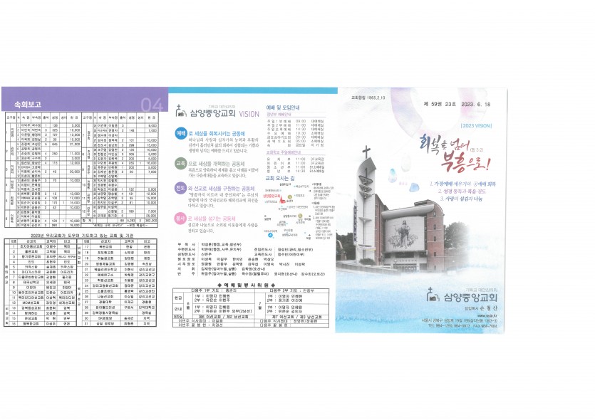 삼양중앙감리교회  / 교회주보안내