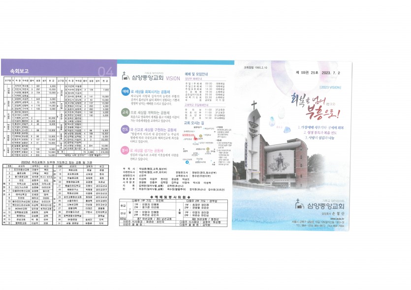 삼양중앙감리교회  / 교회주보안내